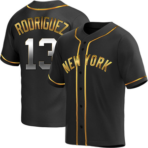 Men's New York Yankees Alex Rodriguez Replica Black Golden Alternate Jersey