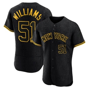 Men's New York Yankees Bernie Williams Authentic Black Snake Skin City Jersey