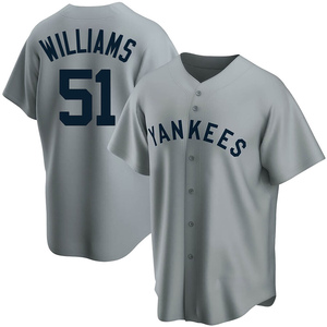 Men's New York Yankees Bernie Williams Replica Gray Road Cooperstown Collection Jersey