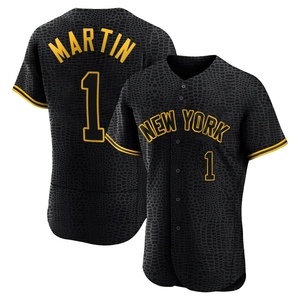 Men's New York Yankees Billy Martin Authentic Black Snake Skin City Jersey