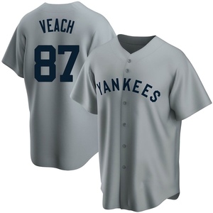 Men's New York Yankees Christopher Veach Replica Gray Road Cooperstown Collection Jersey