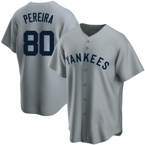 Men's New York Yankees Everson Pereira Replica Gray Road Cooperstown Collection Jersey