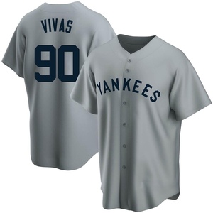 Men's New York Yankees Jorbit Vivas Replica Gray Road Cooperstown Collection Jersey