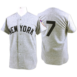 Men's New York Yankees Mickey Mantle Authentic Grey 1951 Throwback Jersey