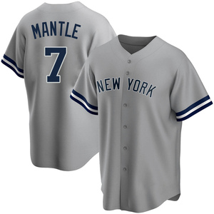 Men's New York Yankees Mickey Mantle Replica Gray Road Name Jersey