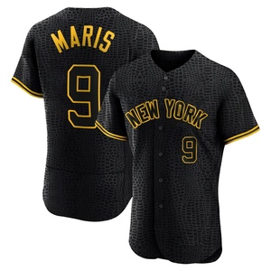 Men's New York Yankees Roger Maris Authentic Black Snake Skin City Jersey