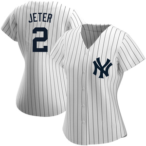 Women's New York Yankees Derek Jeter Replica White Home Name Jersey