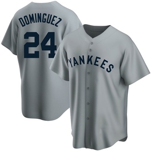 Youth New York Yankees Jasson Dominguez Replica Gray Road Cooperstown Collection Jersey