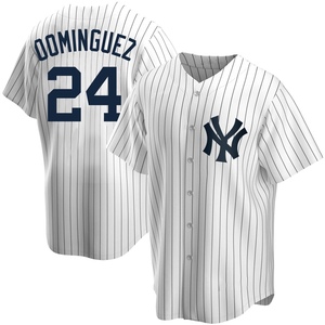 Youth New York Yankees Jasson Dominguez Replica White Home Jersey